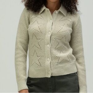 Obey Fortune Polo Tonal Star Pattern Sweater, Sage, Size: Medium